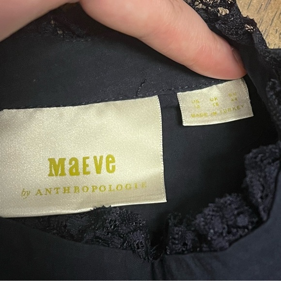 Anthropologie Maeve Fleetwood Mini Ruffle Dress Navy Blue Size 12 / L - Picture 5 of 11